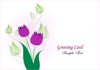 greeting card with tulips