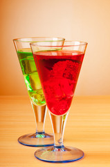 Colourful cocktail in glasses