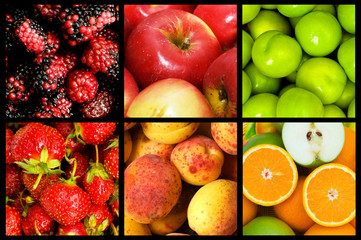 Fototapeta na wymiar Collage of many fruits and vegetables