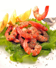 salad of shrimp, mixed greens