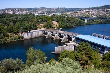 Miño river reservoir in Orense, Galicia, Spain