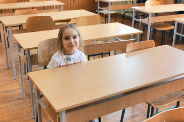 girl in the empty classroom