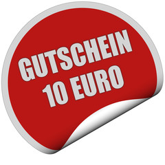 Sticker rot rund curl unten GUTSCHEIN 10 EURO
