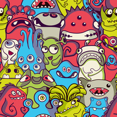 Obraz premium Alien and monsters - seamless pattern