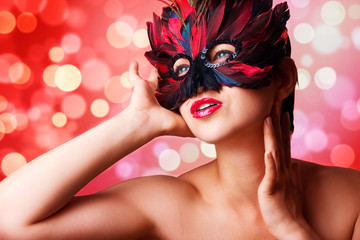 Beautiful woman in carnival mask