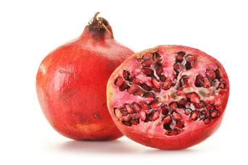 Two pomegranates isolated on white