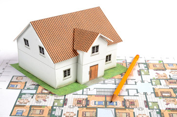 Model house and blueprint