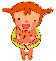 portrait of Girl holding cat