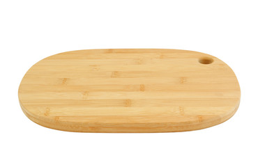Bamboo chopping board isolated on white background