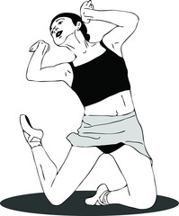 girl in a pose on her knees