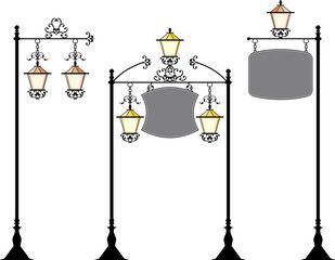 Wrought Iron Signage with Lamp