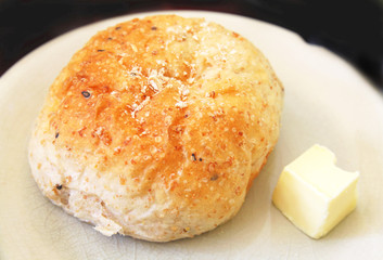Fresh wheat bread with butter