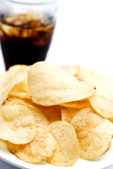 スナック菓子とジュースのアップ