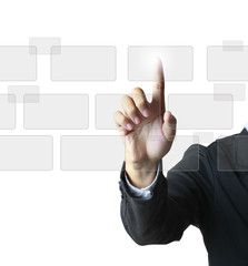 hand pushing on a touch screen interface