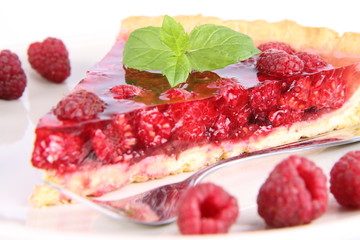 Raspberry Tart portion on a plate