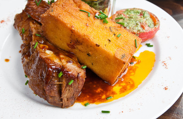 juicy grilled pork leg