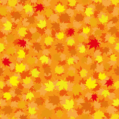 Naklejka na ściany i meble Autumn seamless background with maple leaves, vector