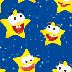 Funny stars in the night sky, seamless background