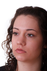 Young Brunette Looking to the Side Thoughtful or Sad