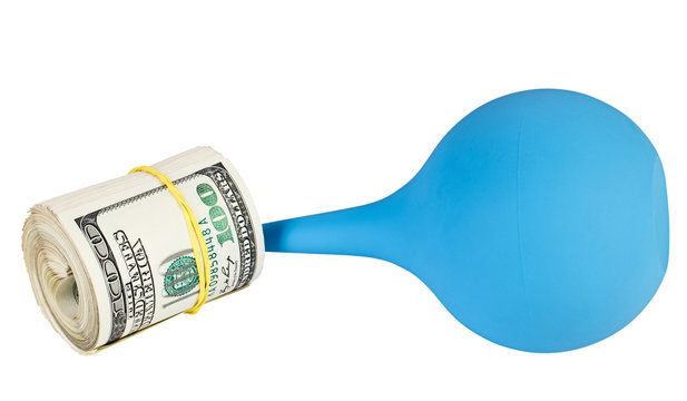 Default of USA dollar currency concept photo with clyster