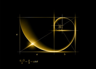 Golden section (ratio, divine proportion) and golden spiral - 34291472