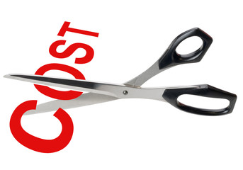 Cost cutting scissors,isolated with clipping path