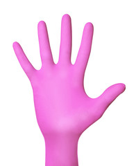 Hand in violet glove