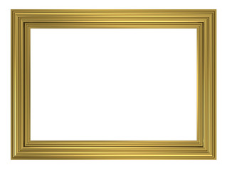 Gold frame isolated on white background.