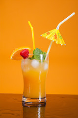 tropical cold cocktail  closeup