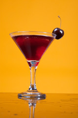 cocktail  with cherry closeup