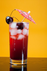 cocktail  with cherry closeup