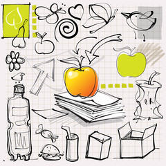 doodles (apples, fruits, etc.)