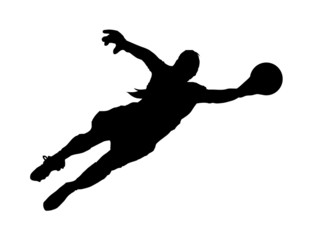 Fussballtorwartin – Hechtsprung