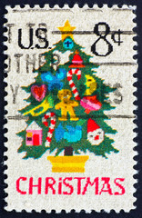 Postage stamp USA 1973 Christmas tree