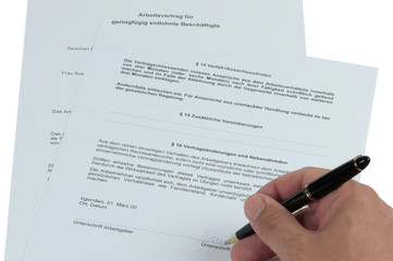 Obraz premium Arbeitsvertrag geringfügig