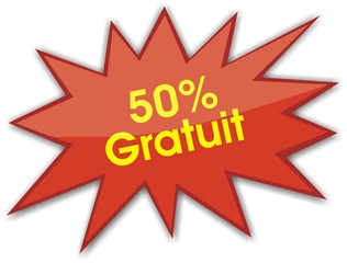 étiquette 50% gratuit