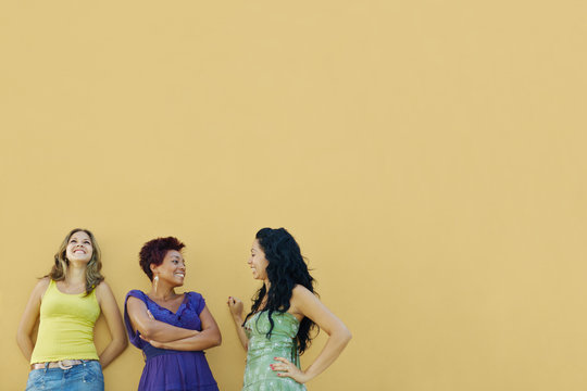 Three Women Talking And Having Fun