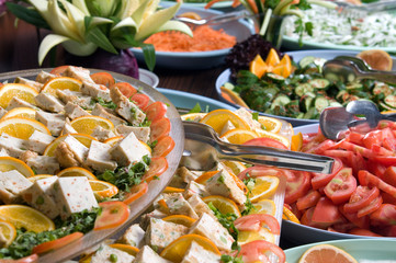 Buffet style salad at restaurant.