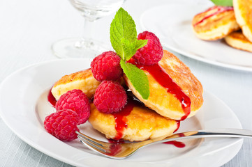 Pancakes with raspberry