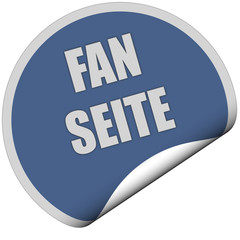 Sticker blau rund curl unten FANSEITE