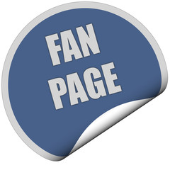Sticker blau rund curl unten FAN PAGE