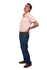 Full Length Portrait of Middle Age Man with Back Pain