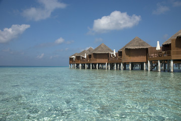 Overwater bungalows on the lagoon