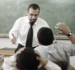 teacher yelling at pupil