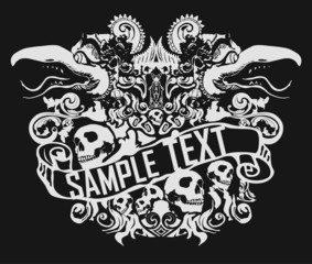 heraldic skull vector emblem