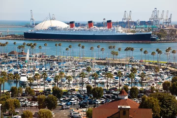 Printed roller blinds Los Angeles Panorama of Long Beach Harbor, California