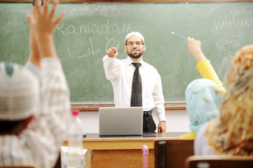 Education activities in classroom at school, happy children