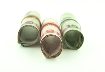Roll of THAI BAHT money.