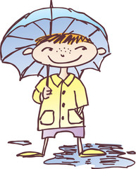 boy under an umbrella