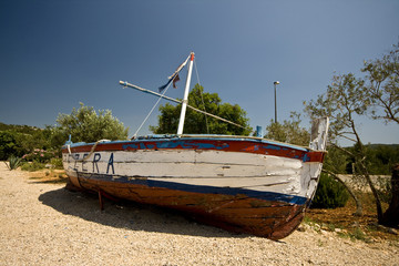 Old wooden ship in Jezera